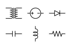 Icons of transformers, power, and mixed components for electronic circuit diagrams. vector