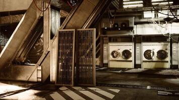 CGI Retro futuristic space with washing machines and solar panels video