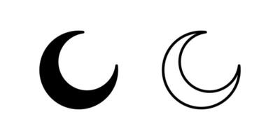 A crescent moon icon, often used to symbolize the Islamic calendar and start of Ramadan. vector