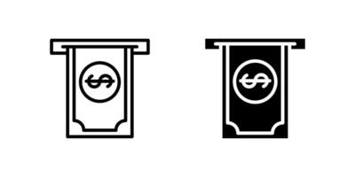 Withdraw icon set illustrating ATM cash-out and banking operations in glyph style vector