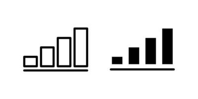 Bar graph icon set visualizing financial growth, data trends, and business analytics in modern line art vector