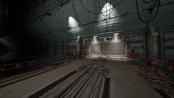 CGI Cargo terminal in a vast space station with industrial design video