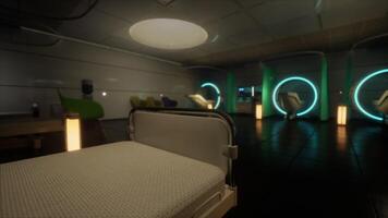 CGI A sleek, modern hospital interior designed with advanced medical technology video