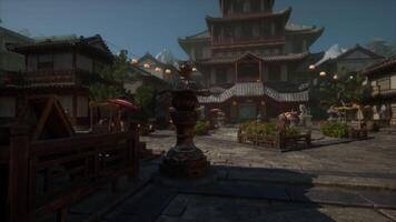 CGI Discover a tranquil Japanese courtyard with lush gardens and architecture video