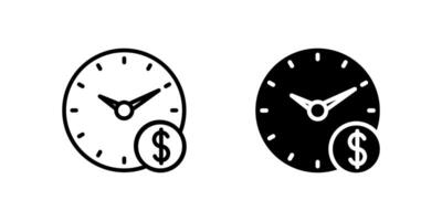 Time and money icon set combining clock and dollar to represent hourly rates and freelance billing vector