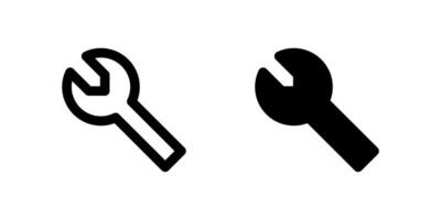 Wrench icon set depicting tool for gripping or turning bolts in mechanical and construction settings. vector