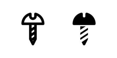 Bolt icon set illustrating fastening tools or hardware used in mechanical and engineering applications. vector