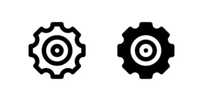 Gear icon set representing mechanical system or settings commonly used in industry or automation. vector
