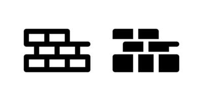 Brick wall icon set showing wall construction structure, ideal for architecture and building projects. vector