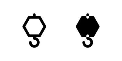Hook icon set used for lifting, pulling, or securing objects in mechanical or construction tasks. vector
