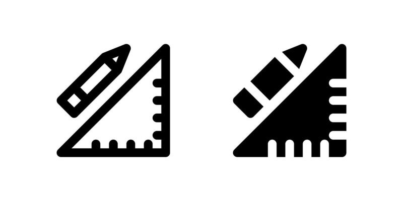 Ruler icon set representing measurement tool for drafting, carpentry, or school use.