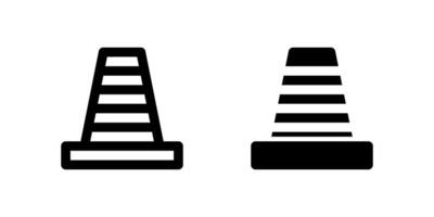 Traffic cone icon set used to signal road work, safety zones, or restricted construction areas. vector