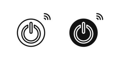 Turn on icon set representing power activation or smart device startup in IoT ecosystems. vector