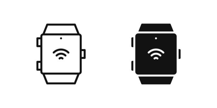Smartwatch icon set depicting wearable devices with smart and IoT integration. vector