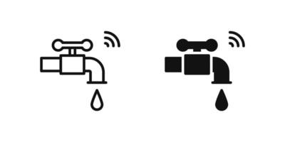Water control icon set illustrating smart plumbing or water flow systems in IoT homes. vector