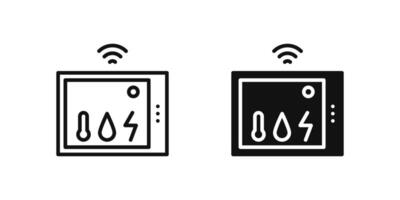 Temperature control icon set showing thermostat or IoT-based climate management. vector