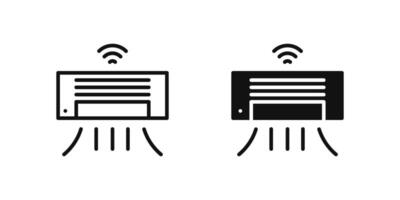 Air conditioner icon set representing smart cooling devices used in modern home automation systems. vector