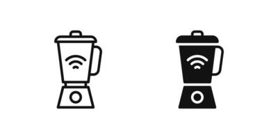 Blender icon set showing smart kitchen appliance for blending food or drinks. vector