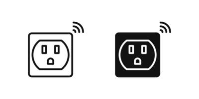 Female electrical plug icon set representing power connections in smart home environments. vector