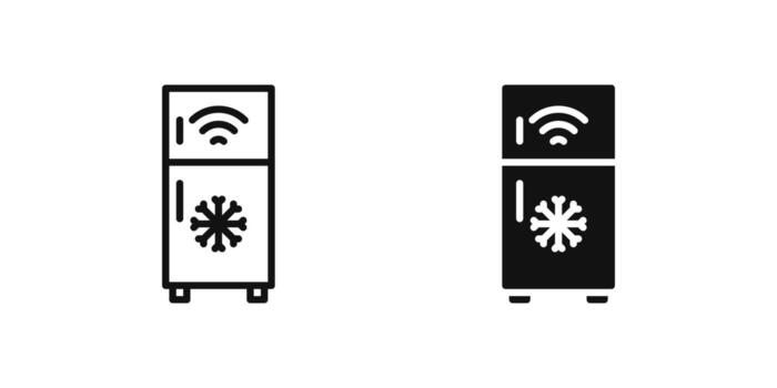 Refrigerator icon set illustrating smart fridge technology with IoT integration. vector