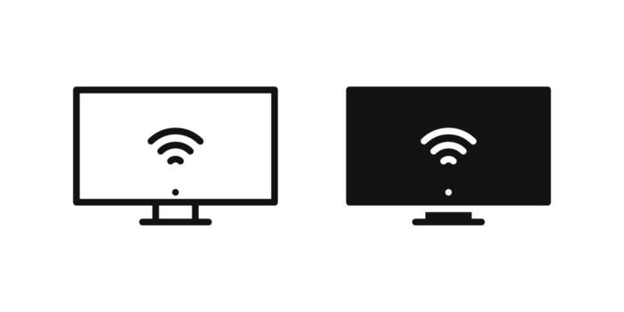 inteligente televisión icono conjunto representando conectado televisión sistemas con iot funcionalidad. vector