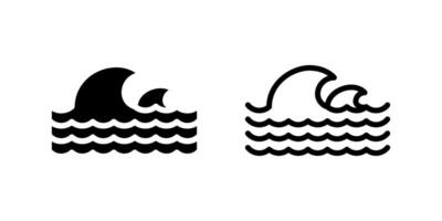 Waves Icon Set. A black icon of ocean waves, representing water or motion. vector