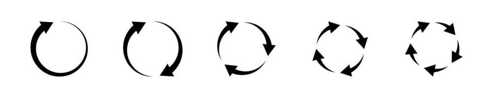 Circular Arrows Icon Set. A black icon of circular arrows, representing rotation or cycle. vector