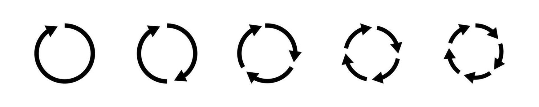 Circular Arrows Icon Set. A black icon of circular arrows, representing a process or reload. vector