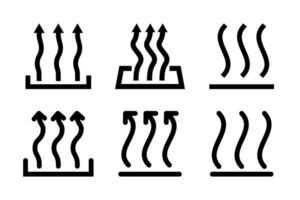 Heat Icon Set. A black icon of heat waves, representing temperature or warmth. vector