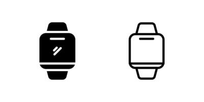 Smartwatch Icon Set. A black icon of a smartwatch, representing wearable tech. vector