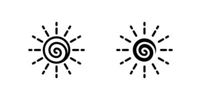 Sun Icon Set. A black icon of the sun, representing weather or energy. vector