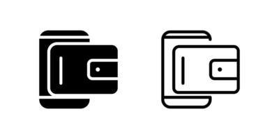 Wallet App Icon Set. A black icon of a wallet, representing finance or payment. vector