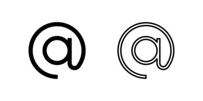 Email icon set featuring at sign symbol for internet and digital communication. vector