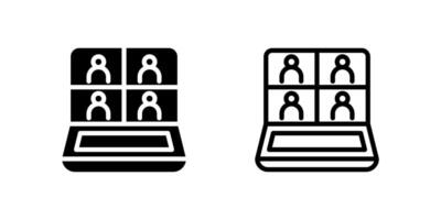 Virtual Meeting Icon Set. A black icon of multiple screens, representing online meetings. vector