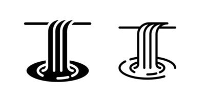 Waterfall Icon Set. A black icon of a waterfall, representing nature or flow. vector