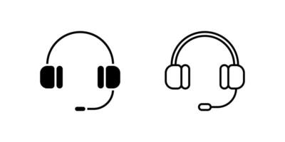 Headset icon set used for audio communication, gaming, or customer support. vector