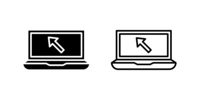 Laptop icon set showing portable computer device for work and communication. vector