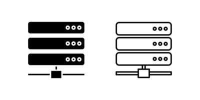 Server icon set representing network data management and internet hosting. vector