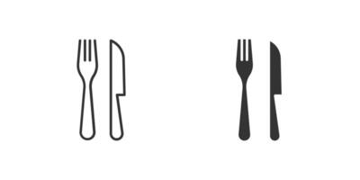 Fork Knife Icon Set. A black icon of a fork and knife, representing dining or cuisine. vector