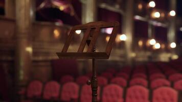 CGI An empty music stand in a historic opera house before a performance begins video