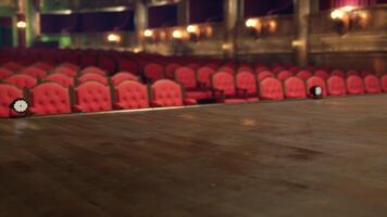 CGI Empty red velvet seats in an old opera house before a performance begins video