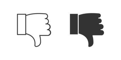 Thumb Down Icon Set. A black icon of a thumb down, representing disapproval. vector