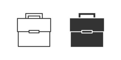 Briefcase Icon Set. A black icon of a briefcase, representing business or travel. vector