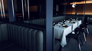 CGI Quiet evening in an empty restaurant with neatly set tables and cozy decor video