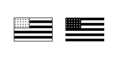 A set of outlined American flag icons, representing national identity and patriotism. vector