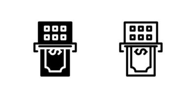Icons of ATM machines and money symbols, representing banking services and financial transactions. vector
