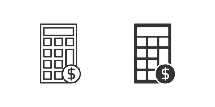 calculadora icono colocar. un negro icono de un calculadora, representando cálculo. vector