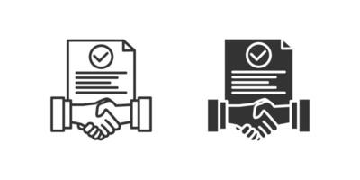 Contract Icon Set. A black icon of a contract, representing agreement or deal. vector