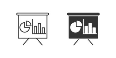 Presentation Icon Set. A black icon of a blackboard, representing presentation. vector