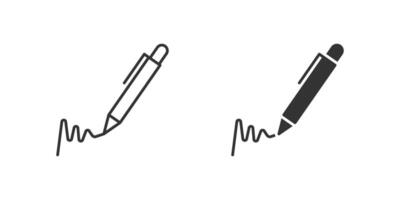 Signature Icon Set. A black icon of a signature, representing approval. vector